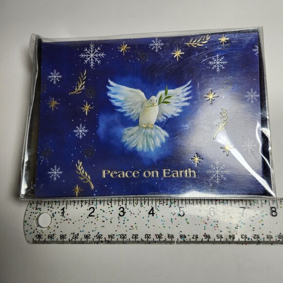 Vintage Christmas Cards Dove Peace on Earth  & Box 16 Ct. & Envelopes 7 X 5 in - Picture 10 of 10